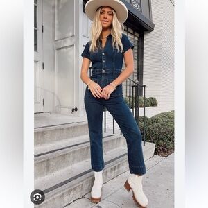 Show Me Your Mumu Cropped Everhart Denim Jumpsuit Jumper small